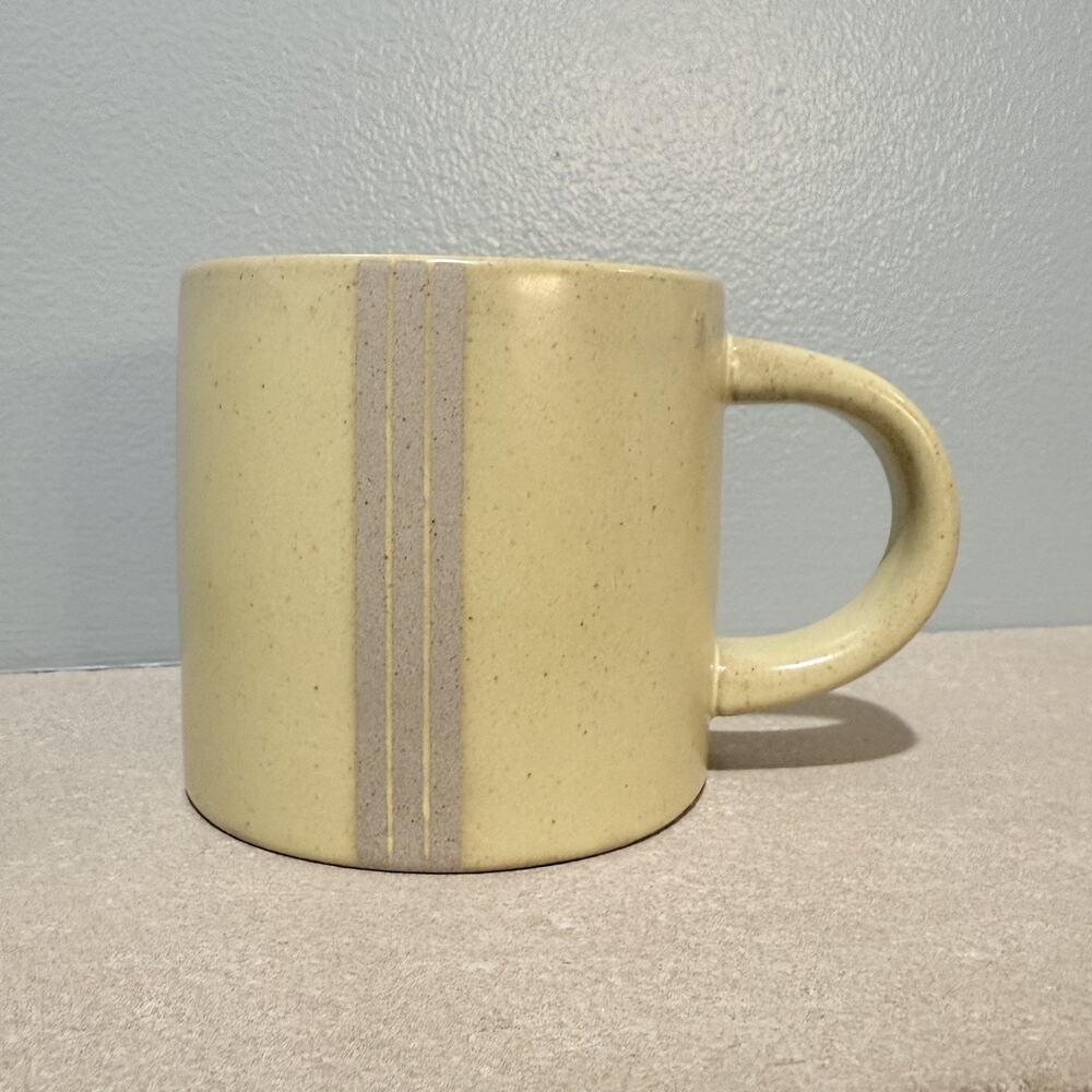 Set of 2 Hearth & Hand Magnolia Triple Stripe Coffee Tea Mug yellow EUC - Picture 2 of 13